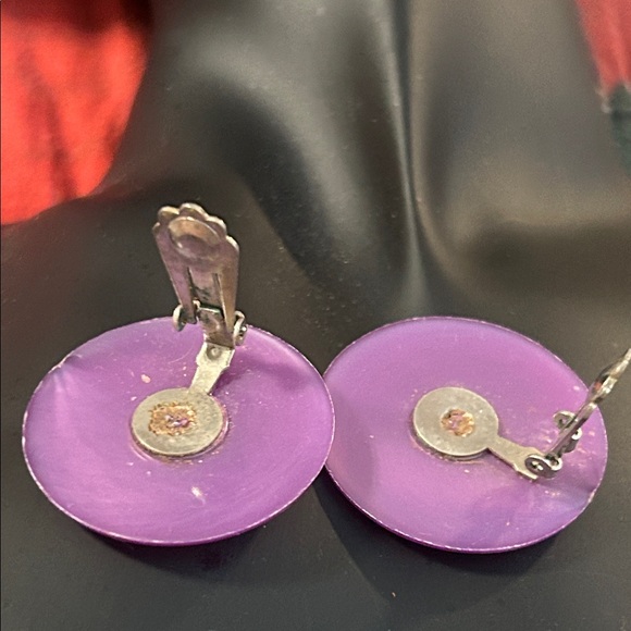 Purple Clip-On Earrings - Picture 2 of 2